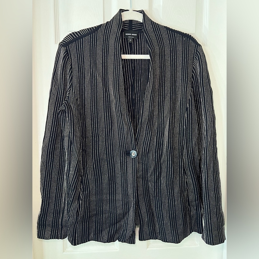 Giorgio Armani Women's Black‎ Pinstripe Blazer Size 46